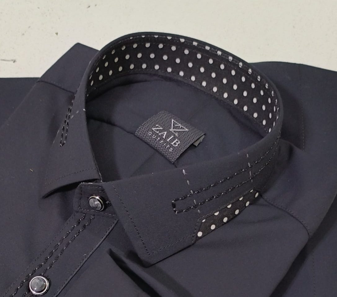 Latest Stitched All Season Dark Gray color Suit in Wash & Wear Stuff