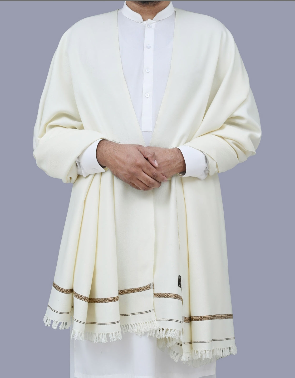 Off white Gents Plain 100% Wool Shawl