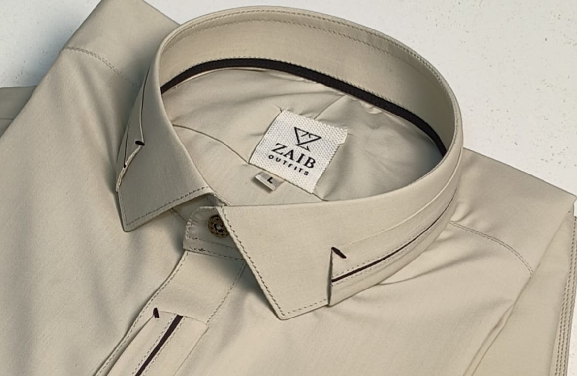 Latest Stitched Beige color Suit in Wash & Wear Stuff