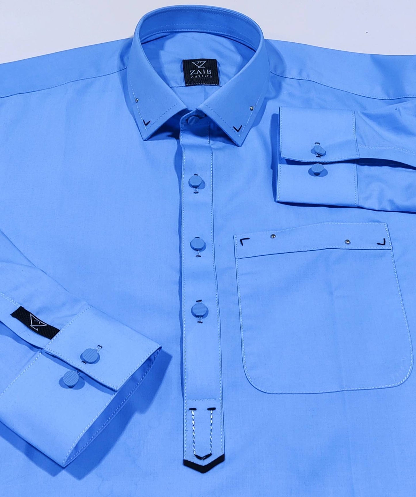 All Season Sky Blue color Suit in Wash & Wear High Quality Stuff