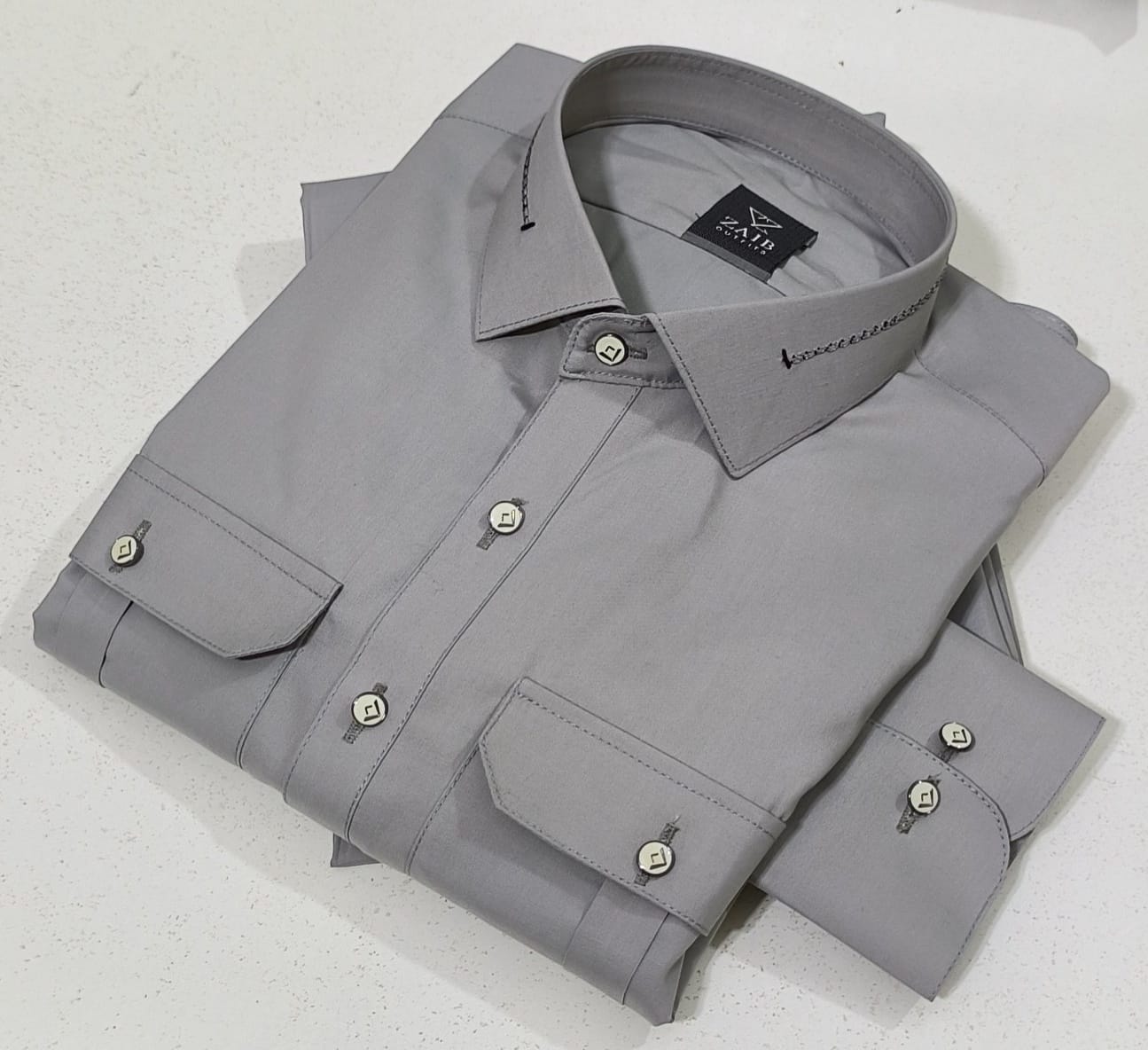 Latest Stitched Gray Double Pocket Suit in Wash & Wear Stuff