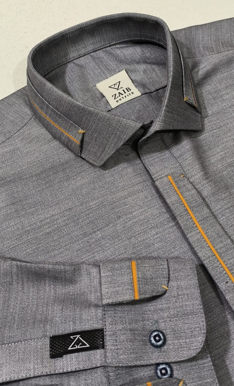 Latest Stitched Gray Self color Suit in Wash & Wear Stuff Winter Article