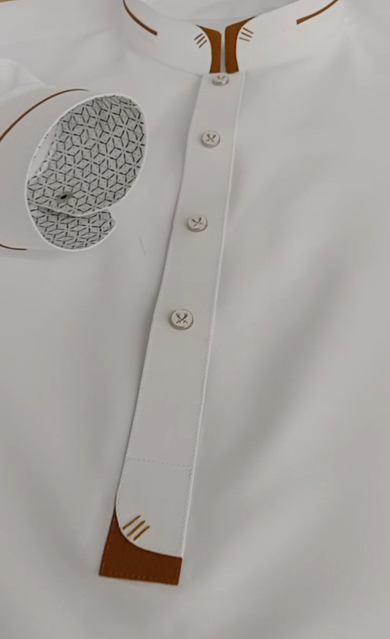 Egg White 🪡 Stitched Suit in Wash & Wear Stuff with Orange Contrast