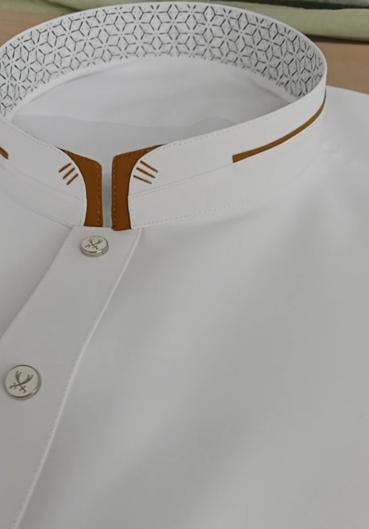 Egg White 🪡 Stitched Suit in Wash & Wear Stuff with Orange Contrast