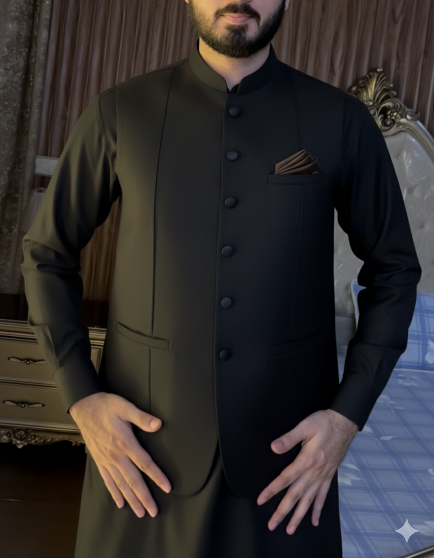 Tropical Important Fabric Best For Winter Season Most Premium Black 3Pc Set