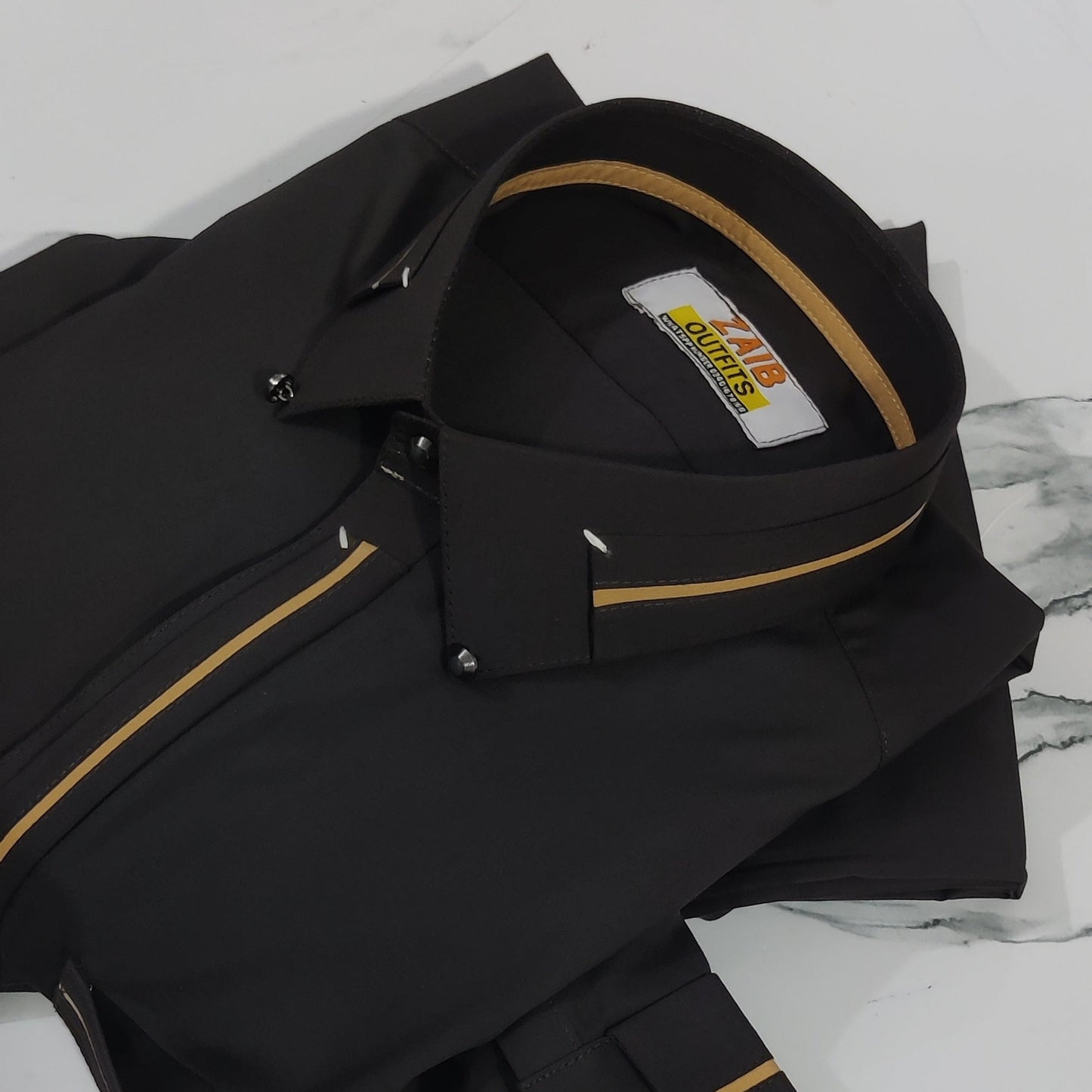 Latest Stitched All Season Black color Suit in Wash & Wear Stuff