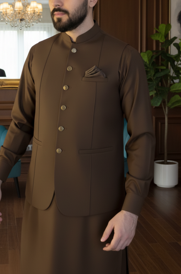 Tropical Important Fabric Best For Winter Season Most Premium Brown 3Pc Set