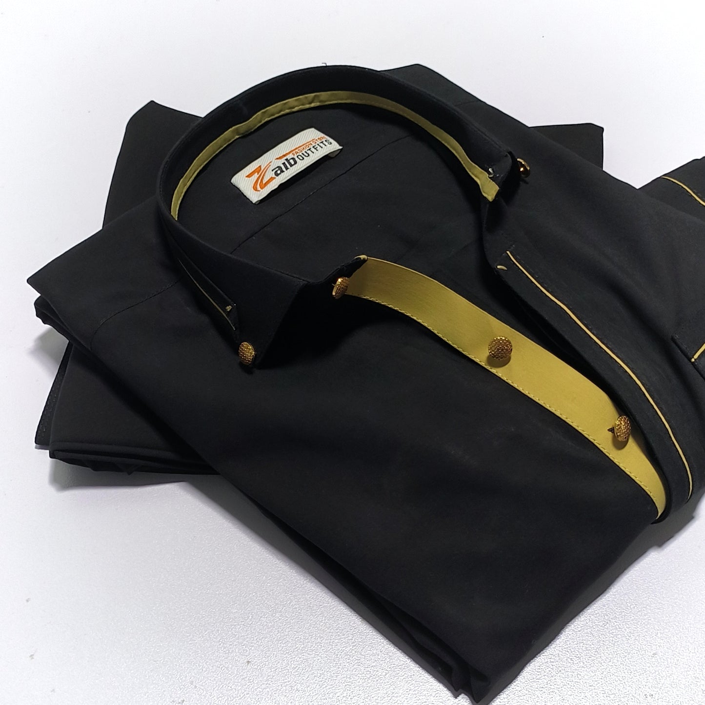 Jatt Black SHAHI đź‘‘ Design Suit in Wash & Wear Stuff