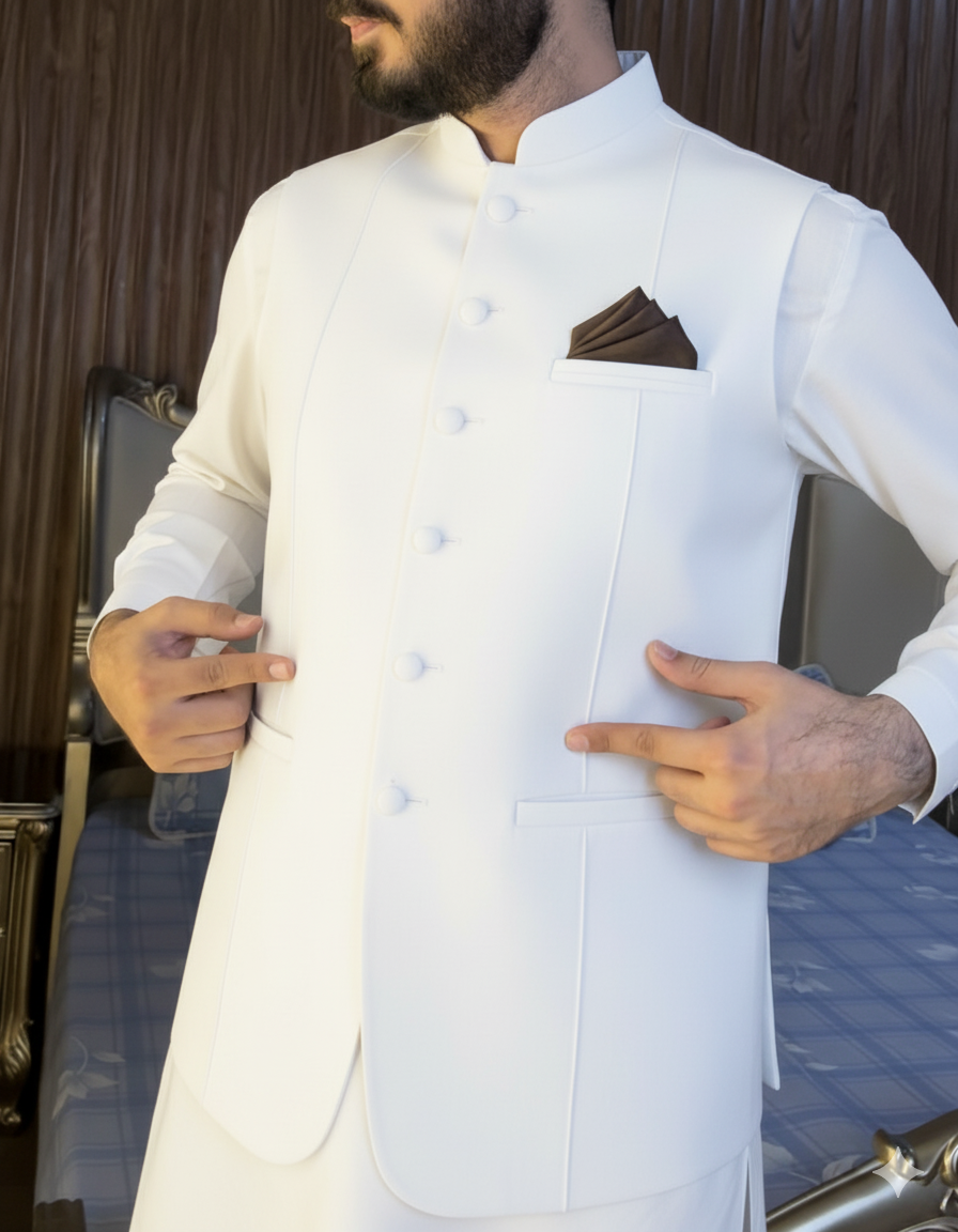 Tropical Important Fabric Best For Winter Season Most Premium egg White 3Pc Set