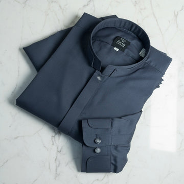 Gray Color Double Ban Suit in Wash & Wear Stuff