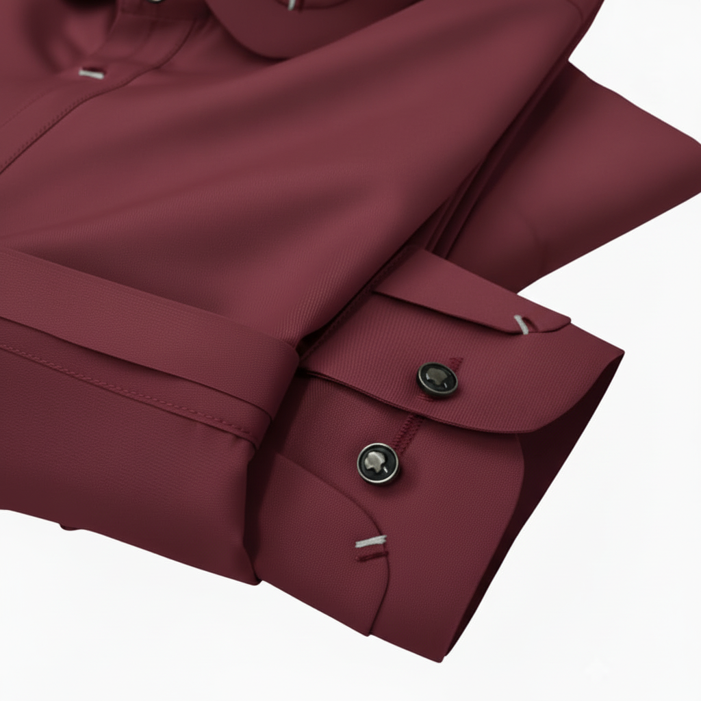 Mahroon Trendy Double colar Stitched Suit in Wash & Wear Stuff