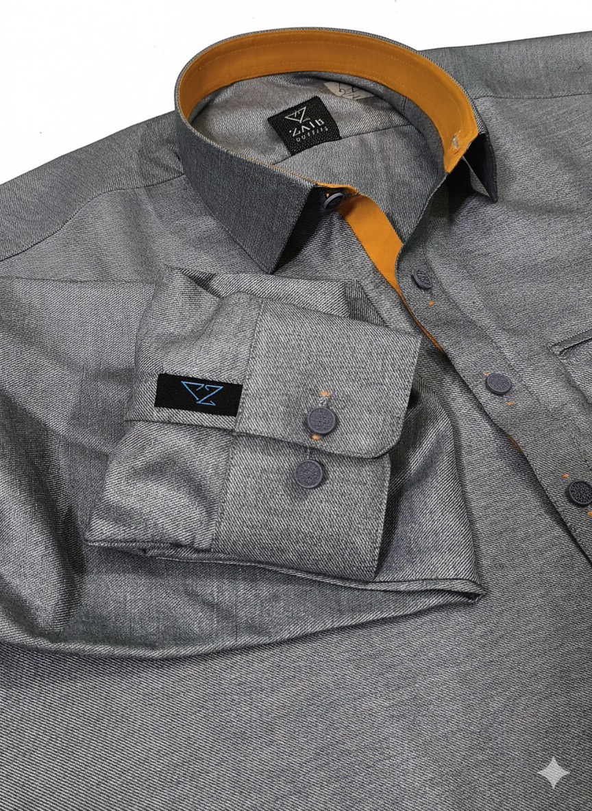 Silver Gray Latest Stitched Suit in Wash & Wear Stuff