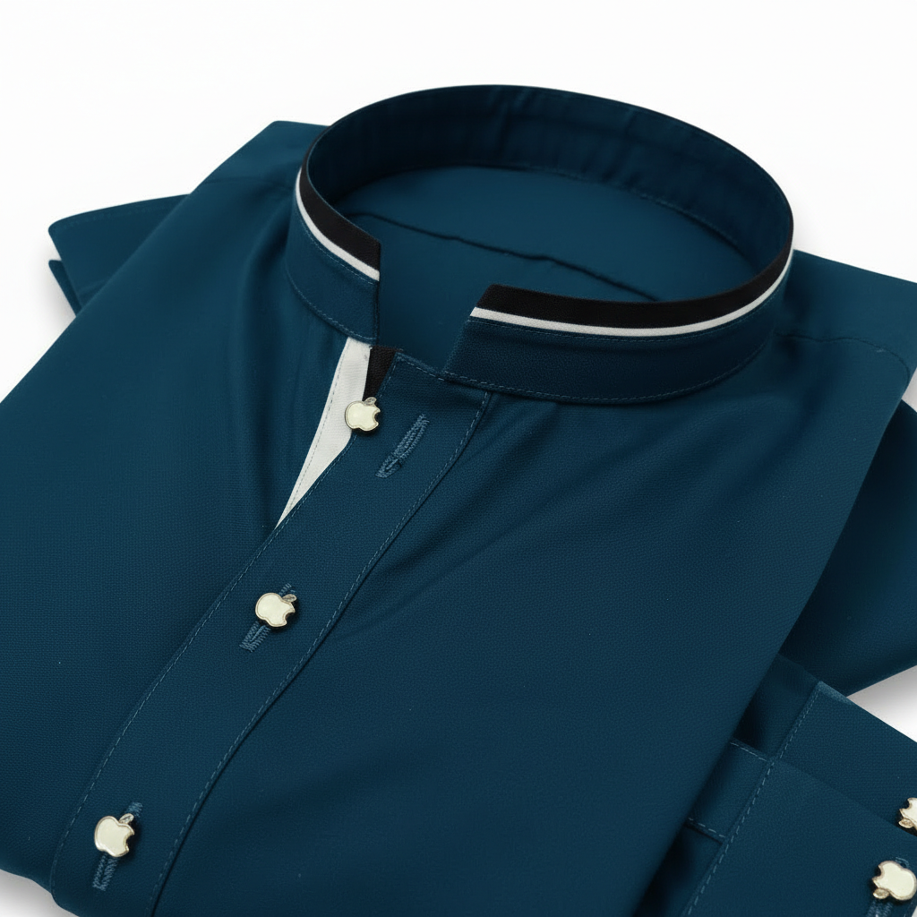 Teal Blue Color Premium Shalwar Kameez Design with Balck and white Contrast