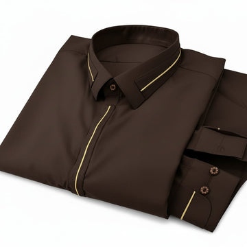 Dark Brown Trendy Stitched Suit in Wash & Wear Stuff