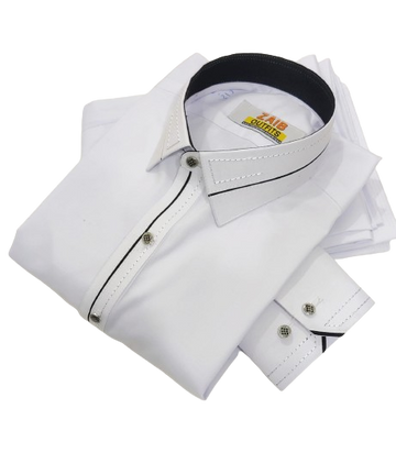 Stitched All Season Pure White Suit in Wash & Wear Stuff