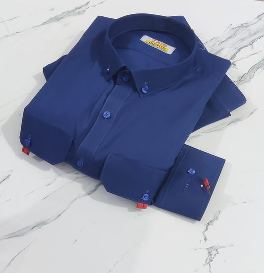 Stitched All Season Royal Blue Double Pocket Suit in Wash & Wear Stuff