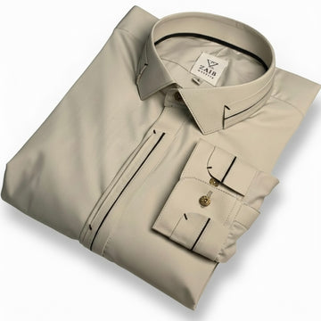 Latest Stitched Beige color Suit in Wash & Wear Stuff