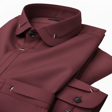 Mahroon Trendy Double colar Stitched Suit in Wash & Wear Stuff