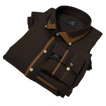 Latest Stitched Brown color Suit in Wash & Wear Stuff