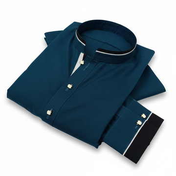 Teal Blue Color Premium Shalwar Kameez Design with Balck and white Contrast