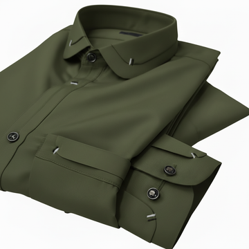 Olive Green Stitched Suit in Wash & Wear Stuff