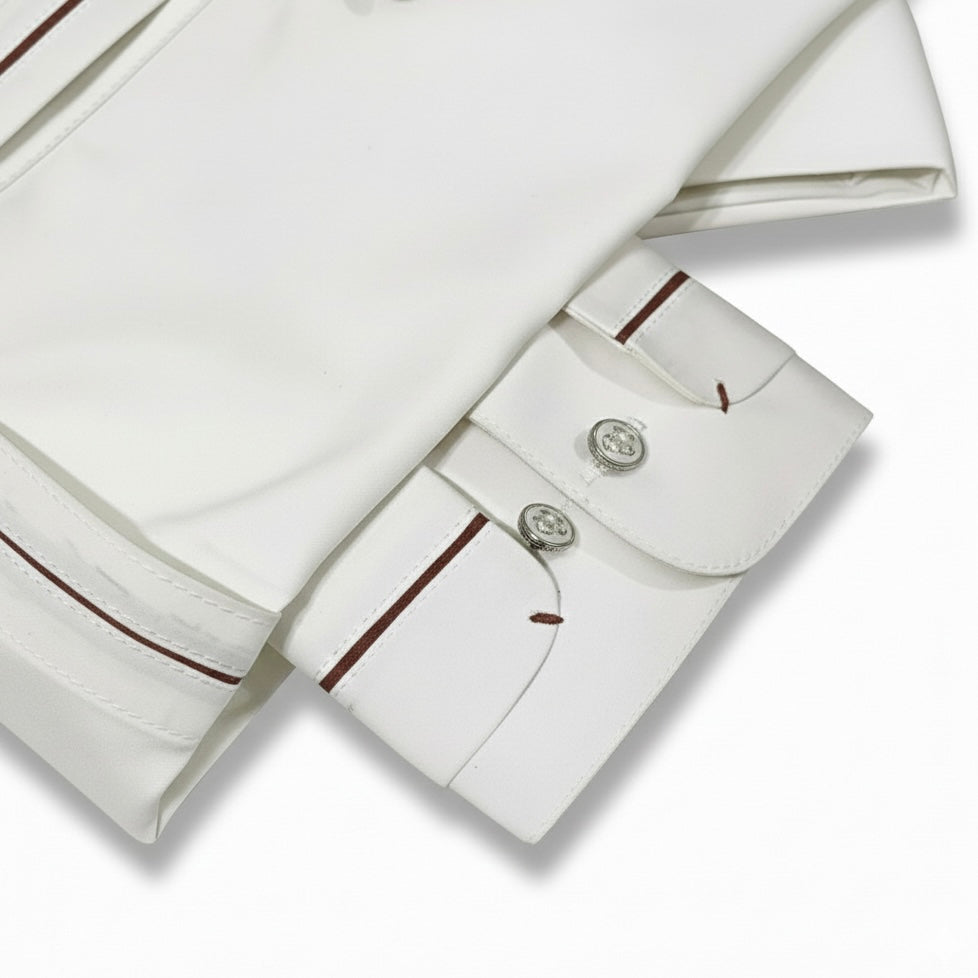 Latest Stitched Off White color Suit in Wash & Wear Stuff