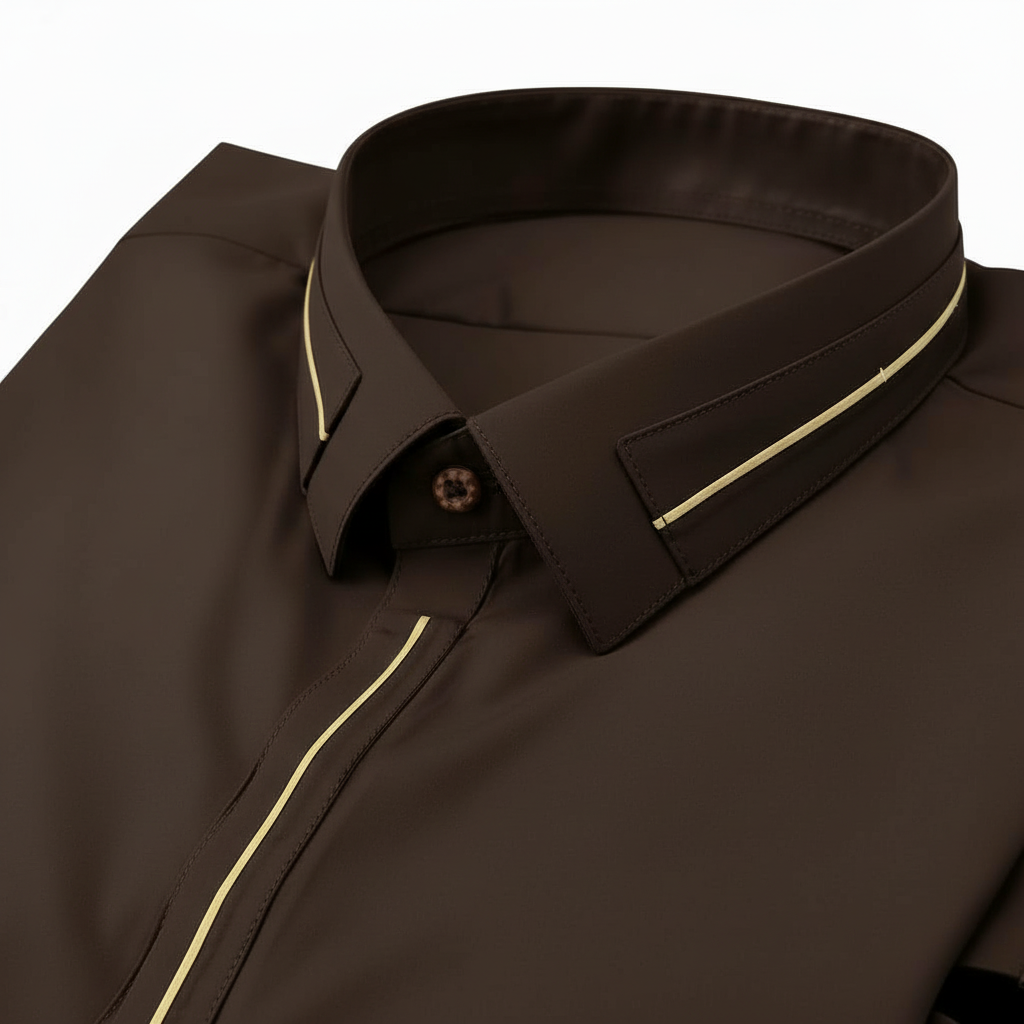 Dark Brown Trendy Stitched Suit in Wash & Wear Stuff