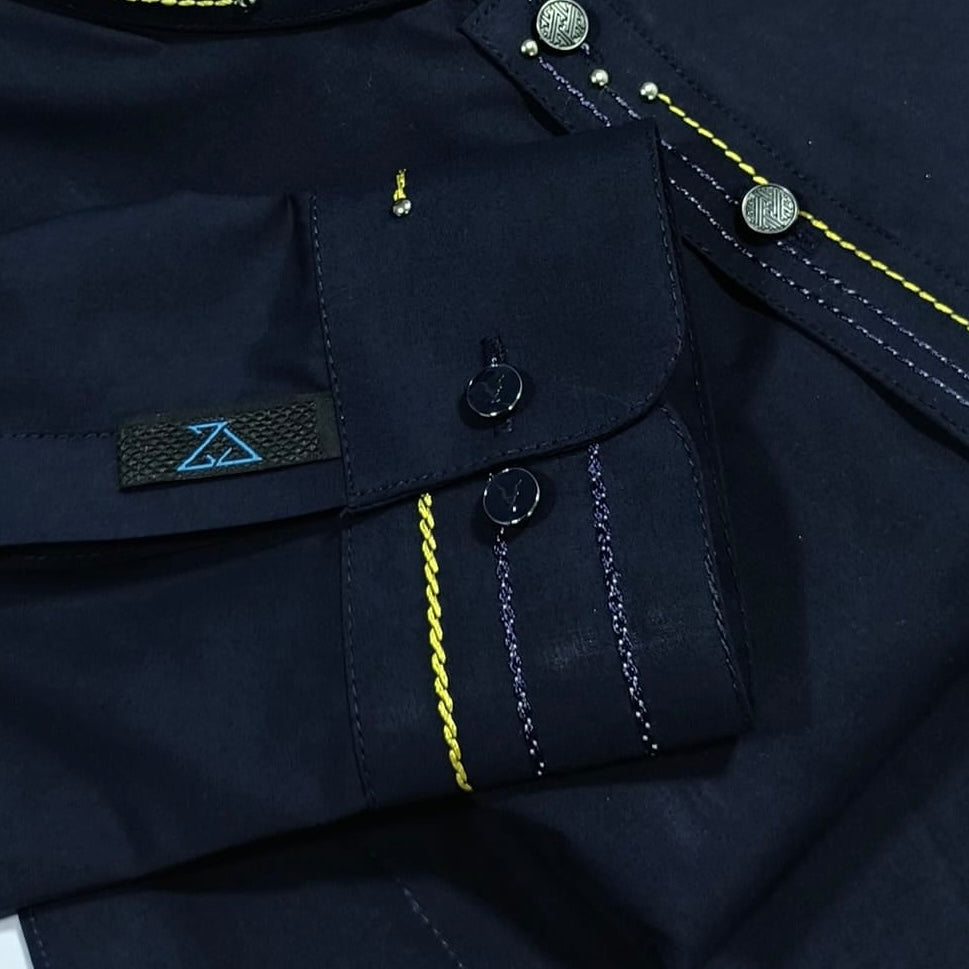 All Season Navy Blue Suit in Wash & Wear with High Quality Stuff