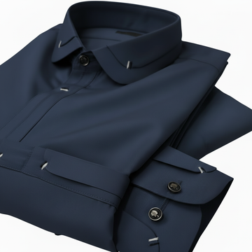 Dark Blue Trendy Double colar Stitched Suit in Wash & Wear Stuff