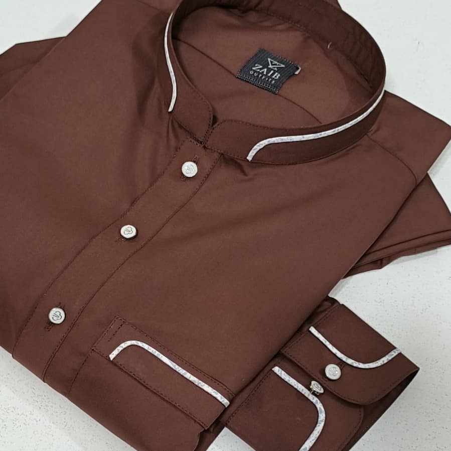 Latest Stitched All Season chocolate brown color Suit in Wash & Wear Stuff