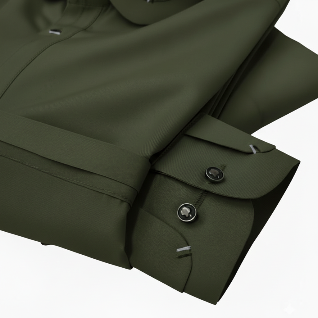 Olive Green Stitched Suit in Wash & Wear Stuff