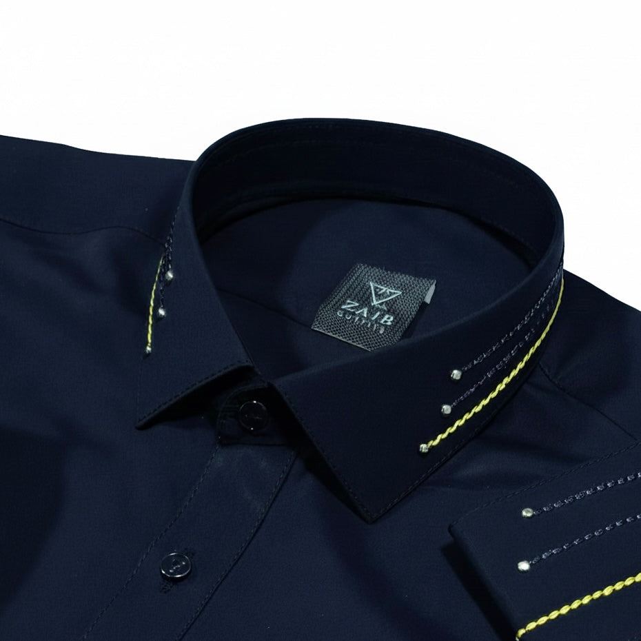 All Season Navy Blue Suit in Wash & Wear with High Quality Stuff