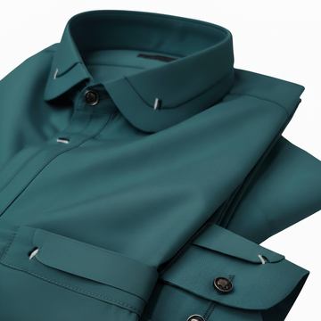 Green Trending Double colar Stitched Suit in Wash & Wear Stuff