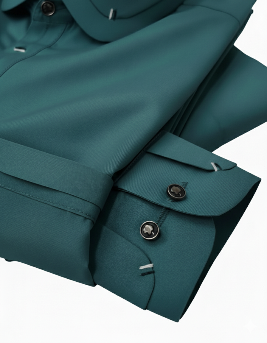 Green Trending Double colar Stitched Suit in Wash & Wear Stuff