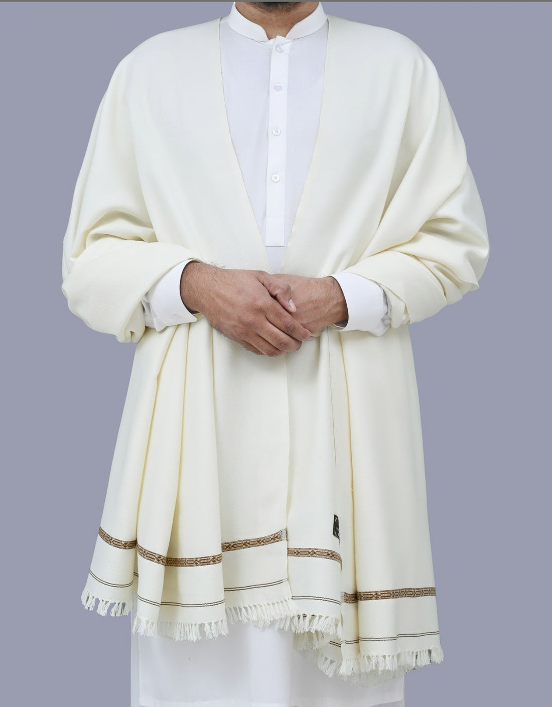 Off white Gents Plain 100% Wool Shawl
