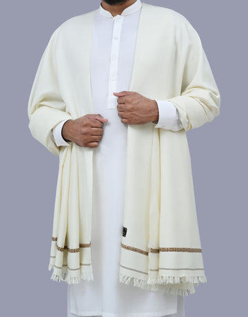 Off white Gents Plain 100% Wool Shawl