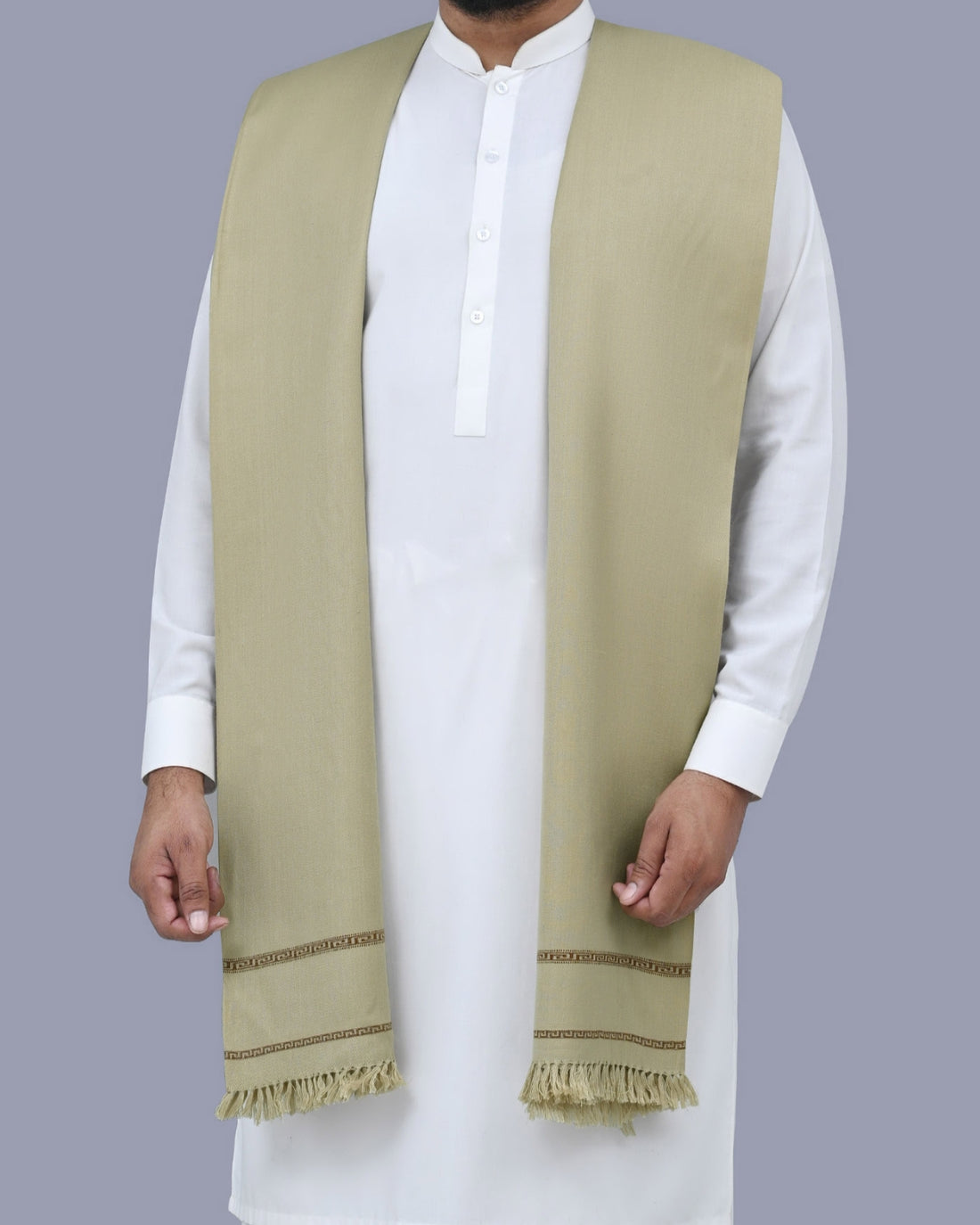 Gents Gray Plain 100% Wool Shawl