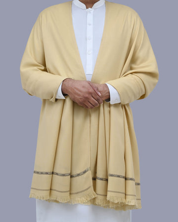 Gents Beige Plain 100% Wool Shawl