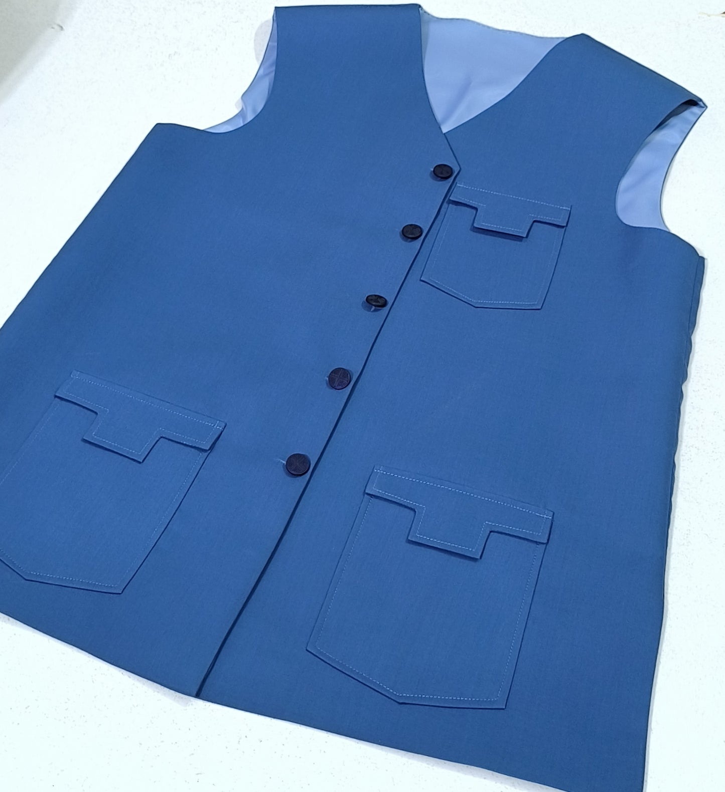 Latest Stitched Royal Blue Suit & Waistcoat in Wash & Wear Stuff