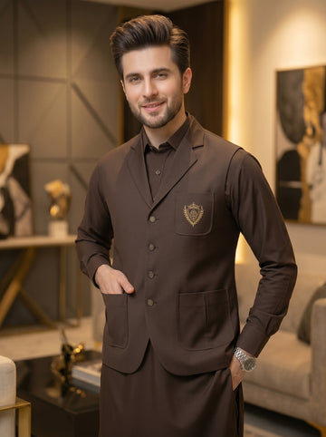Brown Premium Quality Imported Stuff 3Pc Article