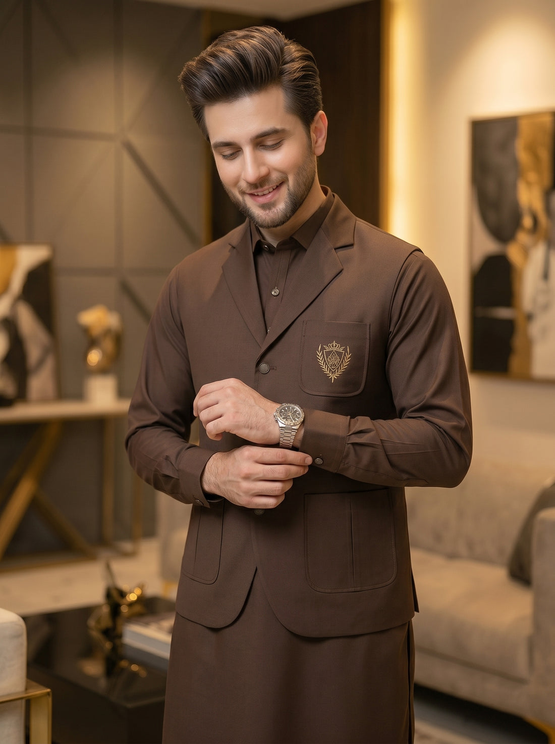Brown Premium Quality Imported Stuff 3Pc Article