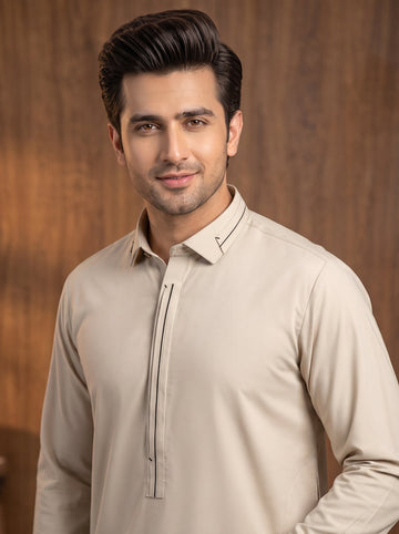 Shahi 👑 Design in Beige Color Stitched Suit in Wash & Wear Stuff