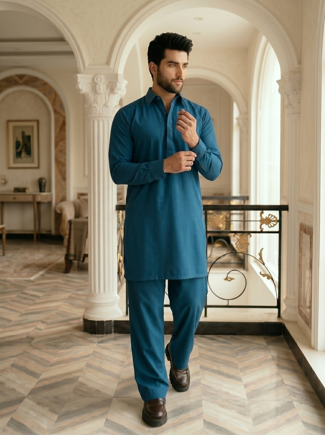 Teel Blue Premium Classic Fit Shalwar Kameez for Men