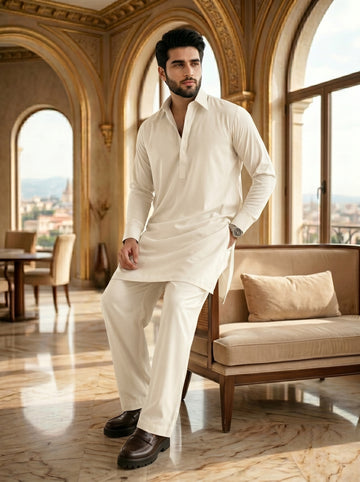 Off-White Premium Classic Fit Shalwar Kameez for Men
