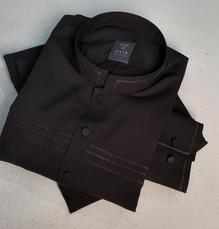 Latest Stitched All Season Black color Suit in Wash & Wear Stuff