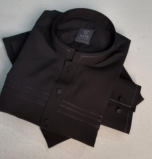 Latest Stitched All Season Black color Suit in Wash & Wear Stuff