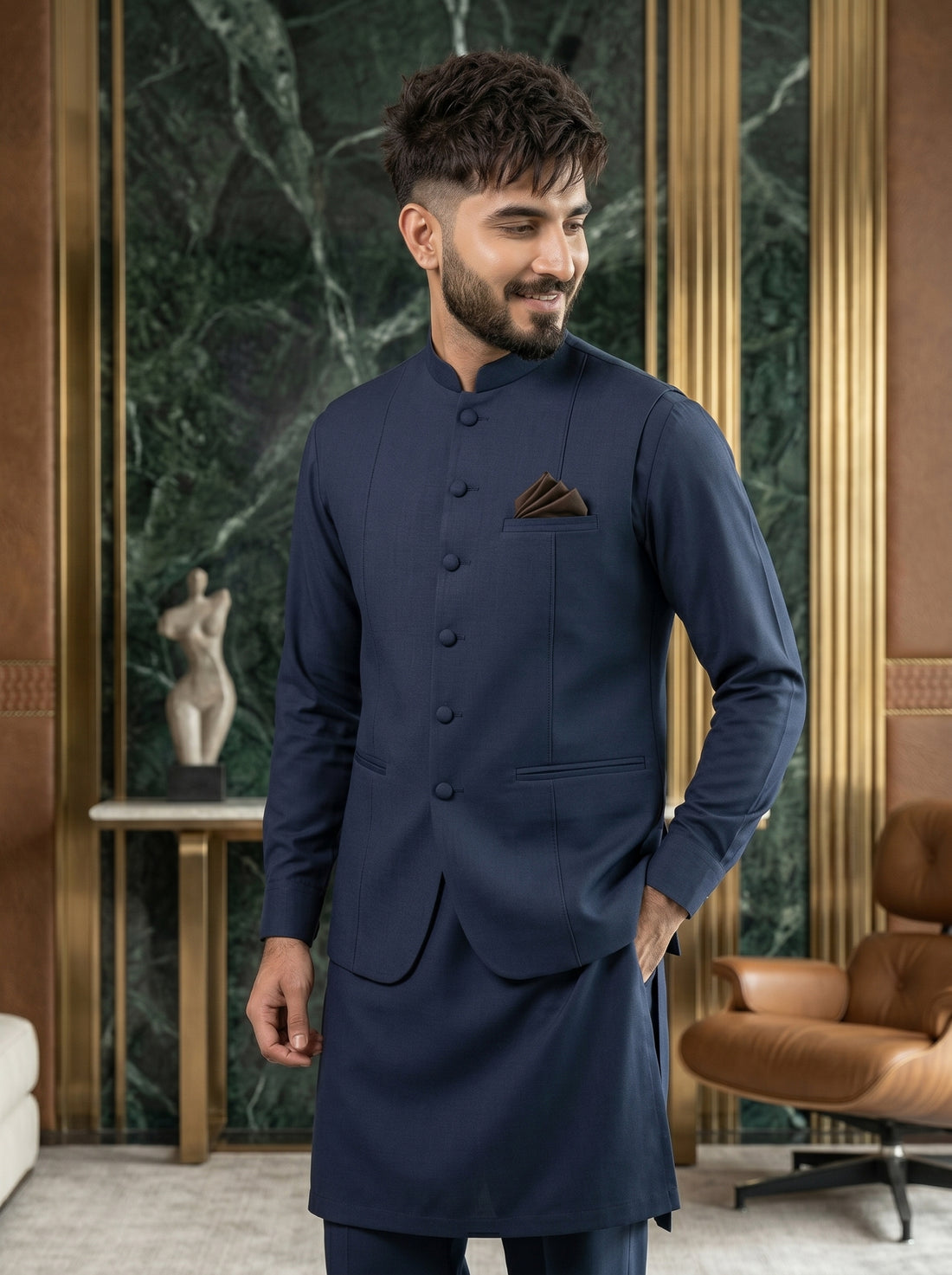 Navy Blue Premium Quality Imported Stuff 3Pc Article