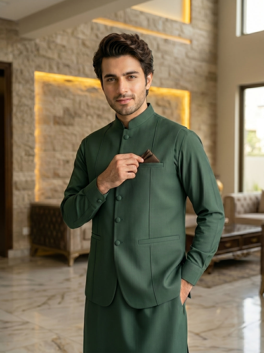 Green Color Premium Quality Imported Stuff 3Pc Article