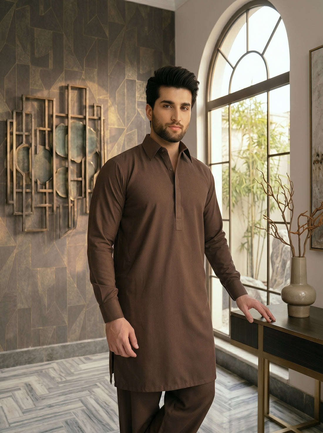 Trendy Brown Premium Classic Fit Shalwar Kameez for Men
