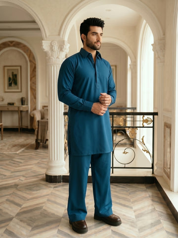 Teel Blue Premium Classic Fit Shalwar Kameez for Men